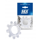 Прозрачное эрекционное кольцо со стимулирующими шариками - Sex Expert - в Электростали купить с доставкой