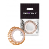 Эрекционное кольцо с бежевыми «ресничками» - Sextaz - в Электростали купить с доставкой