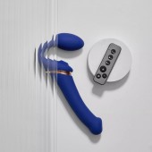 Синий безремневой страпон Multi Orgasm Bendable Strap-On size XL с клиторальной стимуляцией - Strap-on-me - купить с доставкой в Электростали