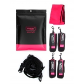 Черно-розовый эротический набор: фиксатор, оковы, наручники, повязка - Erokay - купить с доставкой в Электростали