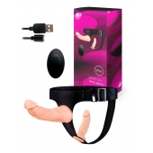 Женский страпон с 2 насадками, вибрацией и пультом ДУ - Erowoman-Eroman - купить с доставкой в Электростали