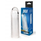 Прозрачная закрытая насадка на пенис с ребрышками - 16 см. - Sex Expert - в Электростали купить с доставкой
