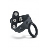 Черное эрекционное кольцо с подхватом мошонки на кнопках VS6 - Blush Novelties - в Электростали купить с доставкой