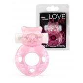 Розовое эрекционное виброкольцо в форме мишки - 1137 - в Электростали купить с доставкой