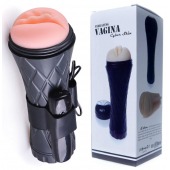 Телесный мастурбатор-вагина в черной колбе с вибрацией - Boys of Toys - в Электростали купить с доставкой