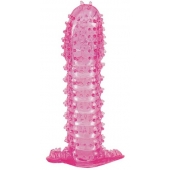 Гелевая розовая насадка с шипами - 12 см. - Toyfa Basic - в Электростали купить с доставкой