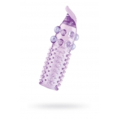 Гелевая фиолетовая насадка с шариками, шипами и усиком - 11 см. - Toyfa Basic - в Электростали купить с доставкой