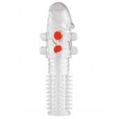 Гелевая прозрачная насадка с шариками и шипами - 14 см. - Toyfa Basic - в Электростали купить с доставкой