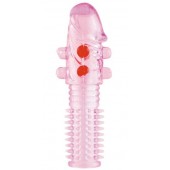 Гелевая розовая насадка с шариками и шипами - 14 см. - ToyFa - в Электростали купить с доставкой