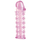 Гелевая розовая насадка на фаллос с шипами - 12 см. - Toyfa Basic - в Электростали купить с доставкой