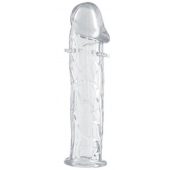 Гладкая прозрачная насадка с усиками под головкой - 12,5 см. - Toyfa Basic - в Электростали купить с доставкой