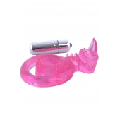 Розовая вибронасадка со стимулятор клитора   Язычок - Toyfa Basic - в Электростали купить с доставкой