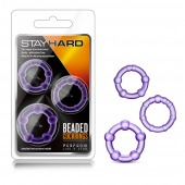 Набор из 3 фиолетовых эрекционных колец Stay Hard Beaded Cockrings - Blush Novelties - в Электростали купить с доставкой
