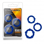 Набор из 3 синих эрекционных колец Stay Hard Beaded Cockrings - Blush Novelties - в Электростали купить с доставкой
