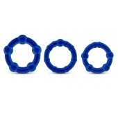 Набор из 3 синих эрекционных колец Stay Hard Beaded Cockrings - Blush Novelties - в Электростали купить с доставкой