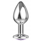 Малая серебристая анальная пробка Diamond Purple Sparkle Small с фиолетовым кристаллом - 7 см. - Lola Games - купить с доставкой в Электростали
