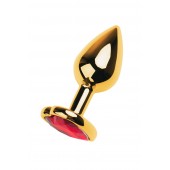 Золотистая анальная пробка с кристаллом-сердцем - 7,5 см. - ToyFa - купить с доставкой в Электростали