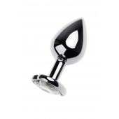 Серебристая анальная пробка с прозрачным кристаллом-сердцем - 8 см. - ToyFa - купить с доставкой в Электростали