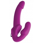 Ярко-розовый безремневой вибрострапон Evoke Vibrating Strapless Silicone Strap-on Dildo - XR Brands - купить с доставкой в Электростали
