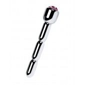 Серебристый уретральный плаг со стразом - 7 см. - ToyFa - купить с доставкой в Электростали