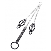 Черно-серебристые зажимы для сосков с кольцом для пениса TOYFA Metal - ToyFa - купить с доставкой в Электростали