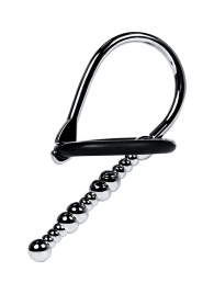 Серебристый уретральный плаг-бусины TOYFA Metal с мягким фиксириющим кольцом - ToyFa - купить с доставкой в Электростали