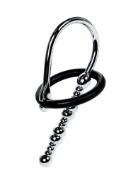 Серебристый уретральный плаг-бусины TOYFA Metal с мягким фиксириющим кольцом - ToyFa - купить с доставкой в Электростали