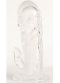 Прозрачная гелевая насадка с клиторальным отростком - 13 см. - Toyfa Basic - в Электростали купить с доставкой
