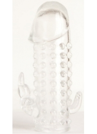 Гелевая прозрачная насадка с 2 отростками - 13 см. - Toyfa Basic - в Электростали купить с доставкой