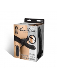 Чёрный полый страпон с вибрацией Unisex Vibrating Hollow Strap-On - 14 см. - Lux Fetish - купить с доставкой в Электростали