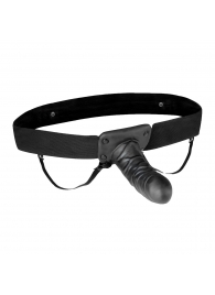 Чёрный полый страпон с вибрацией Unisex Vibrating Hollow Strap-On - 14 см. - Lux Fetish - купить с доставкой в Электростали