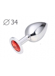 Коническая серебристая анальная втулка с красным кристаллом - 8,2 см. - Anal Jewelry Plug - купить с доставкой в Электростали