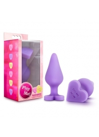 Фиолетовая анальная пробка Naughty Candy Heart Do Me Now - 8,9 см. - Blush Novelties - купить с доставкой в Электростали