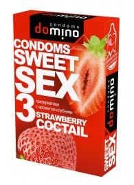 Презервативы для орального секса DOMINO Sweet Sex с ароматом клубничного коктейля  - 3 шт. - Domino - купить с доставкой в Электростали