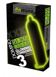 Презервативы DOMINO Neon Green со светящимся в темноте кончиком - 3 шт. - Domino - купить с доставкой в Электростали