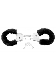 Меховые чёрные наручники Beginner s Furry Cuffs - Pipedream - купить с доставкой в Электростали