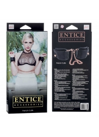 Черные мягкие наручники Entice French Cuffs с цепью - California Exotic Novelties - купить с доставкой в Электростали