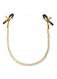 Чёрные с золотом зажимы на соски Gold Chain Nipple Clamps - Pipedream - купить с доставкой в Электростали