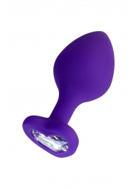 Фиолетовая анальная втулка Diamond Heart с прозрачным кристаллом - 8 см. - ToyFa - купить с доставкой в Электростали