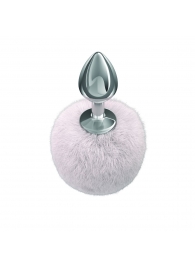 Серебристая анальная пробка с белым пушистым хвостиком Twinkle - Lola Games - купить с доставкой в Электростали