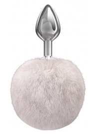 Серебристая анальная пробка с белым пушистым хвостиком Twinkle - Lola Games - купить с доставкой в Электростали