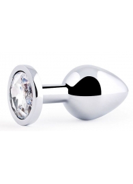 Серебристая анальная пробка с прозрачным стразом - 7,2 см. - Anal Jewelry Plug - купить с доставкой в Электростали