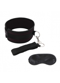 Черный ошейник с длинным поводком Collar and Leash Set - Lux Fetish - купить с доставкой в Электростали