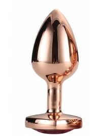 Золотистая анальная втулка с кристаллом-сердечком розового цвета - 7,1 см. - Dream Toys - купить с доставкой в Электростали