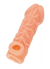 Телесная закрытая насадка с венками Cock Sleeve Size S - 13,8 см. - KOKOS - в Электростали купить с доставкой