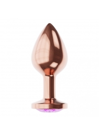 Пробка цвета розового золота с фиолетовым кристаллом Diamond Amethyst Shine S - 7,2 см. - Lola Games - купить с доставкой в Электростали