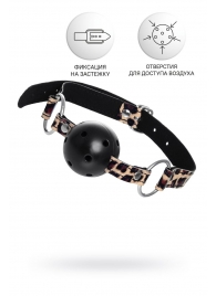 Черный кляп-шар на леопардовых ремешках Anonymo - ToyFa - купить с доставкой в Электростали