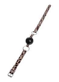 Черный кляп-шар на леопардовых ремешках Anonymo - ToyFa - купить с доставкой в Электростали