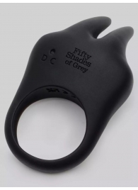 Черное эрекционное виброкольцо Sensation Rechargeable Vibrating Rabbit Love Ring - Fifty Shades of Grey - в Электростали купить с доставкой