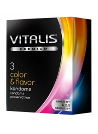 Цветные ароматизированные презервативы VITALIS PREMIUM color   flavor - 3 шт. - Vitalis - купить с доставкой в Электростали